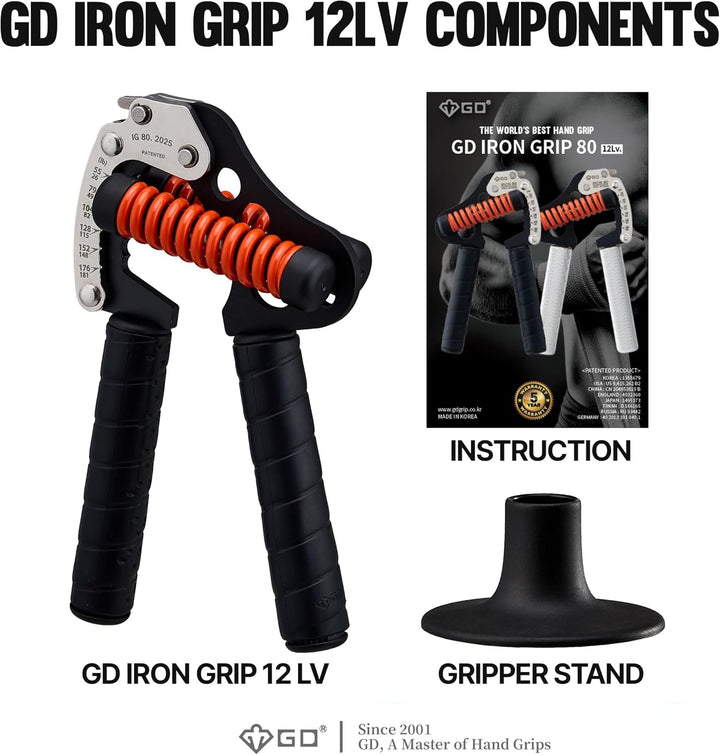 GD Iron Grip Handtrainer (verstellbare Handgriffe für Krafttraining) Handgelenk- und Unterarmkrafttr