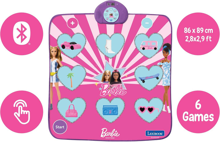 Lexibook, Mattel Barbie, Elektronischer Barbie-Tanzteppich, Bluetooth und beleuchtet mit 6 Spielmodi