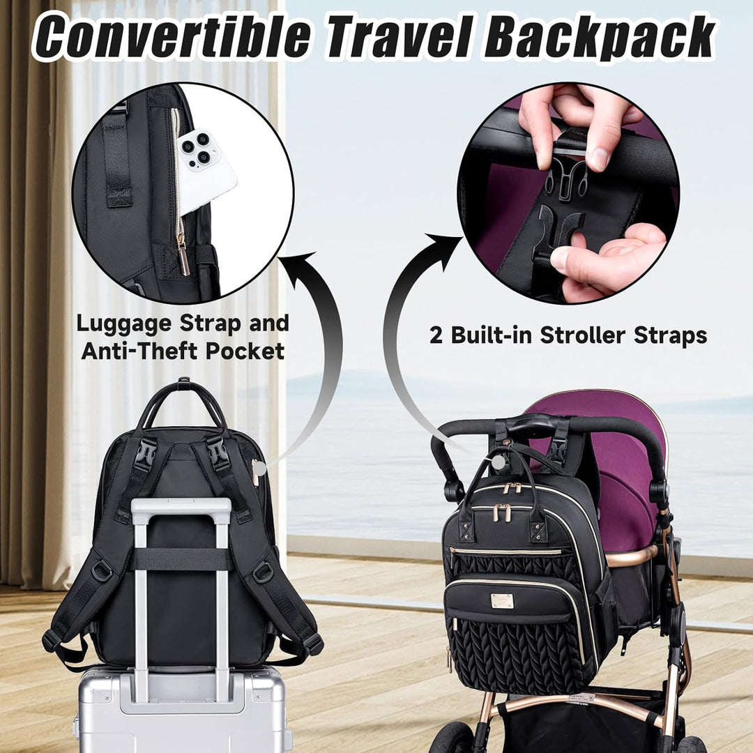 Wickeltaschen-Rucksack, stilvolle Baby-Wickeltasche, wasserdichter Reise-Wickelrucksack mit Wickelun