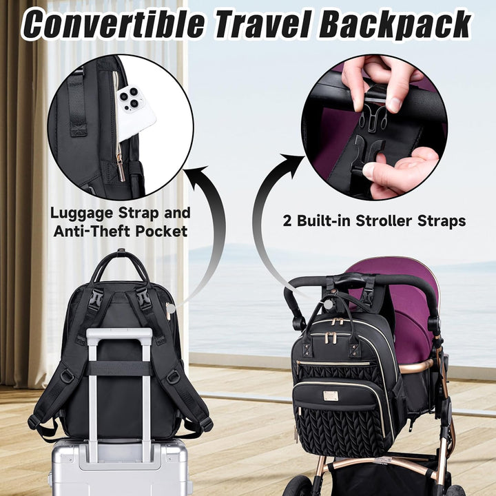 Wickeltaschen-Rucksack, stilvolle Baby-Wickeltasche, wasserdichter Reise-Wickelrucksack mit Wickelun