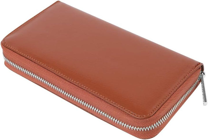 Cynure RFID-blockierender Kartenhalter für Damen, 36 Fächer, gross, lang, Leder, Reissverschluss, Sc