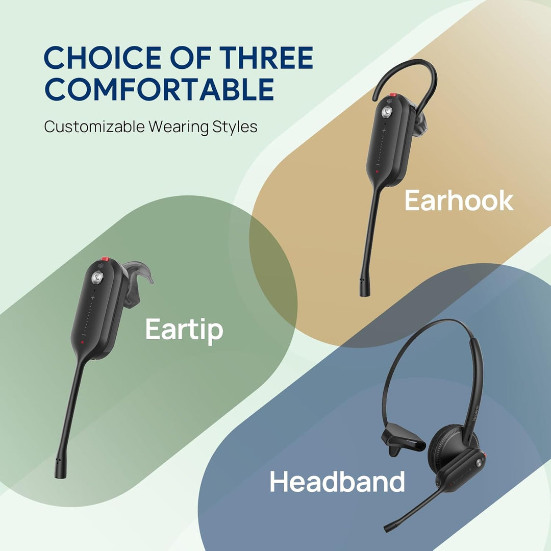 Yealink WH63 E2 DECT Kabellos mit Mikrofon, Einohr Kabelloses Headset für Computer-Telefon,2X Noise