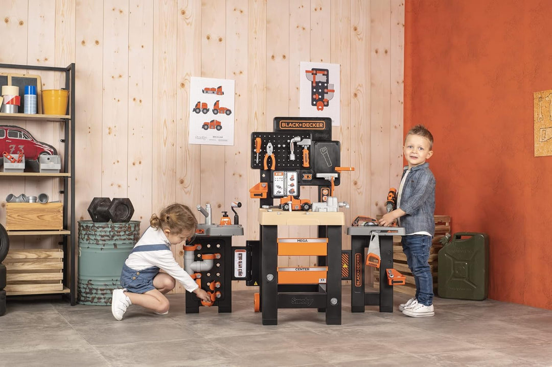 Smoby Toys - Black+Decker Mega Werkbank Center (100 Teile) - Spielzeug-Werkstatt für Kinder ab 3 Jah