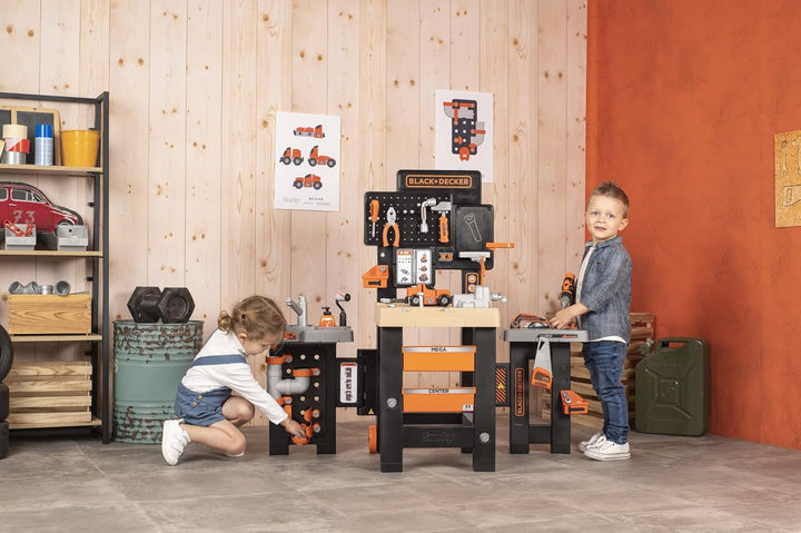 Smoby Toys - Black+Decker Mega Werkbank Center (100 Teile) - Spielzeug-Werkstatt für Kinder ab 3 Jah