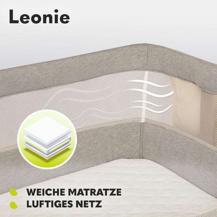 Lionelo Leonie 3 IN 1 Babybetten Babybett, Schaukelfunktion, 5-stufige Höhenverstellung, Schräglage,