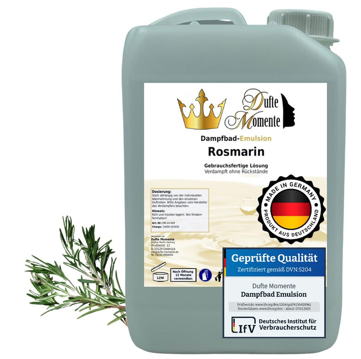 Dufte Momente | Dampfbad Emulsion 3 Liter Rosmarin | geprüfte Qualität | mit naturreinen und natürli