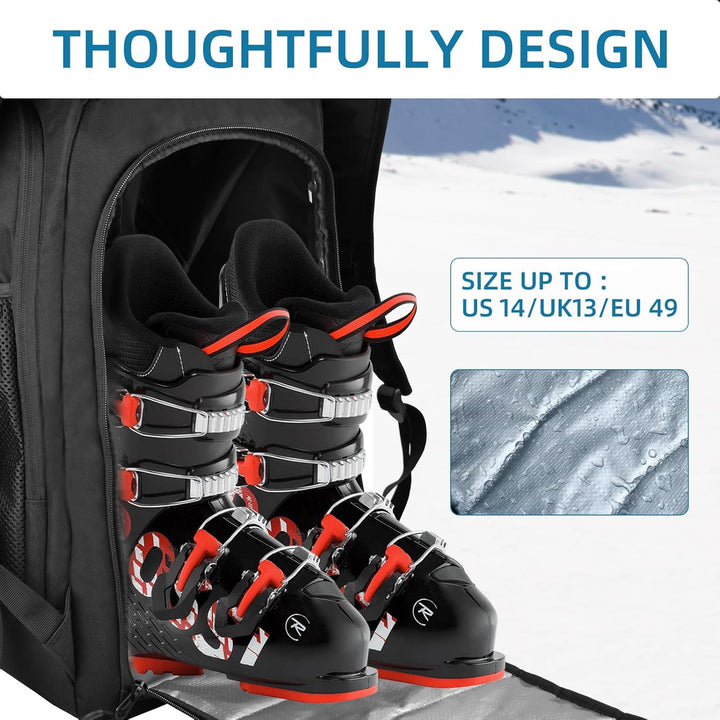 AUMTISC Skischuhtaschen mit Helmfach und Rucksackgurten, Skirucksack Skischuhrucksack mit Helmtasche