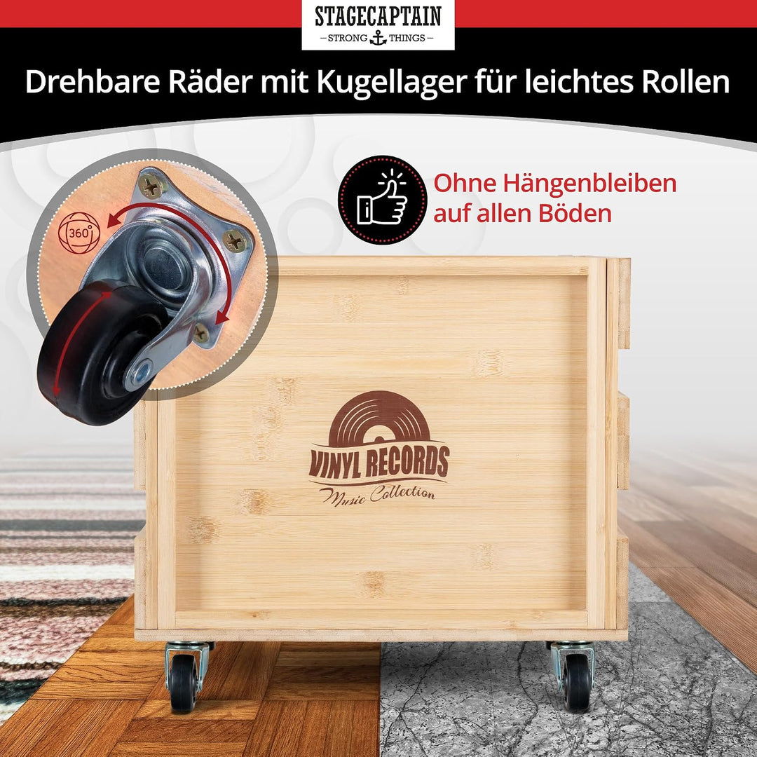 Stagecaptain SPKB-100 NT Bambus Schallplattenkiste “Emil” 2x SET - Aufbewahrungsbox für bis zu 100 L