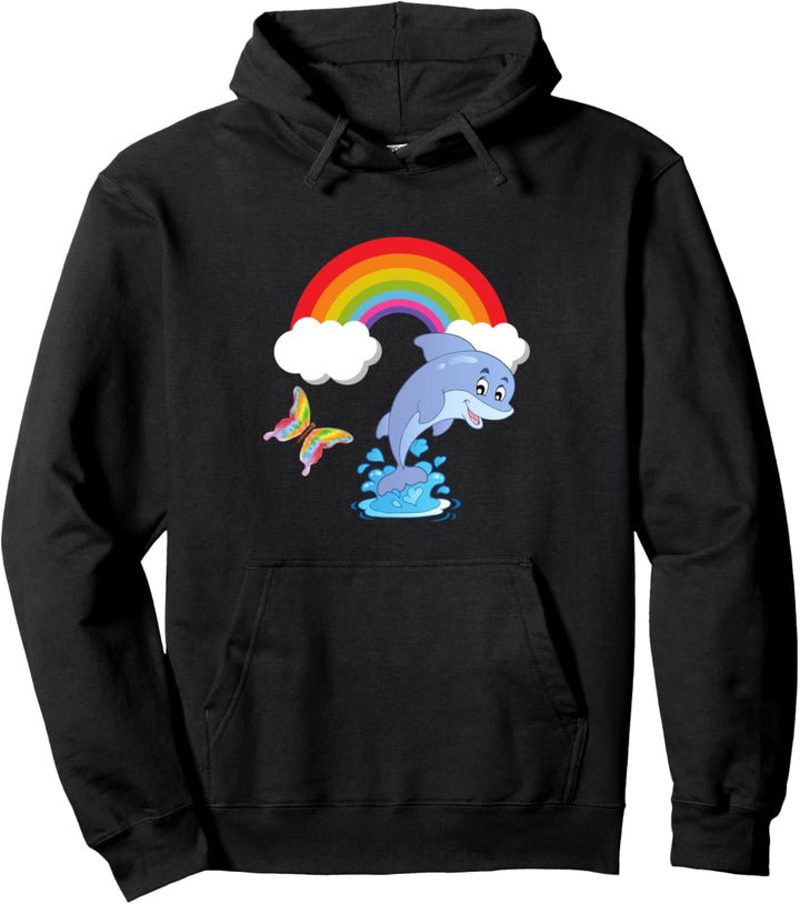 Delfine Regenbogen und Schmetterlinge Pullover Hoodie