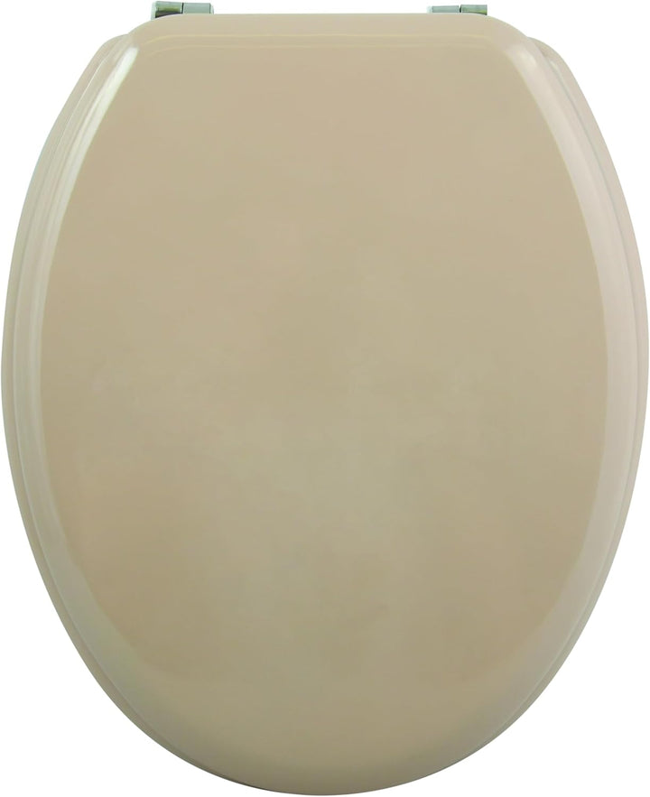 MSV - CLÉO MDF-WC-Sitz - Edelstahlscharniere - Glänzend - Ø 370 x 450 mm - Beige - Eleganz und Komfo