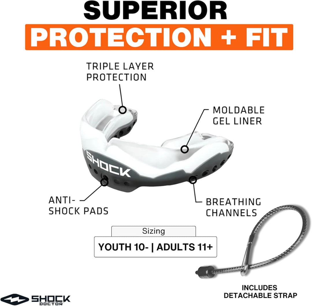 Shock Doctor Ultra Zahn- und Mundschutz 2 Stück mit MMA Boxen Eishockey Muay Thai Jiu Jitsu Motiv Ei