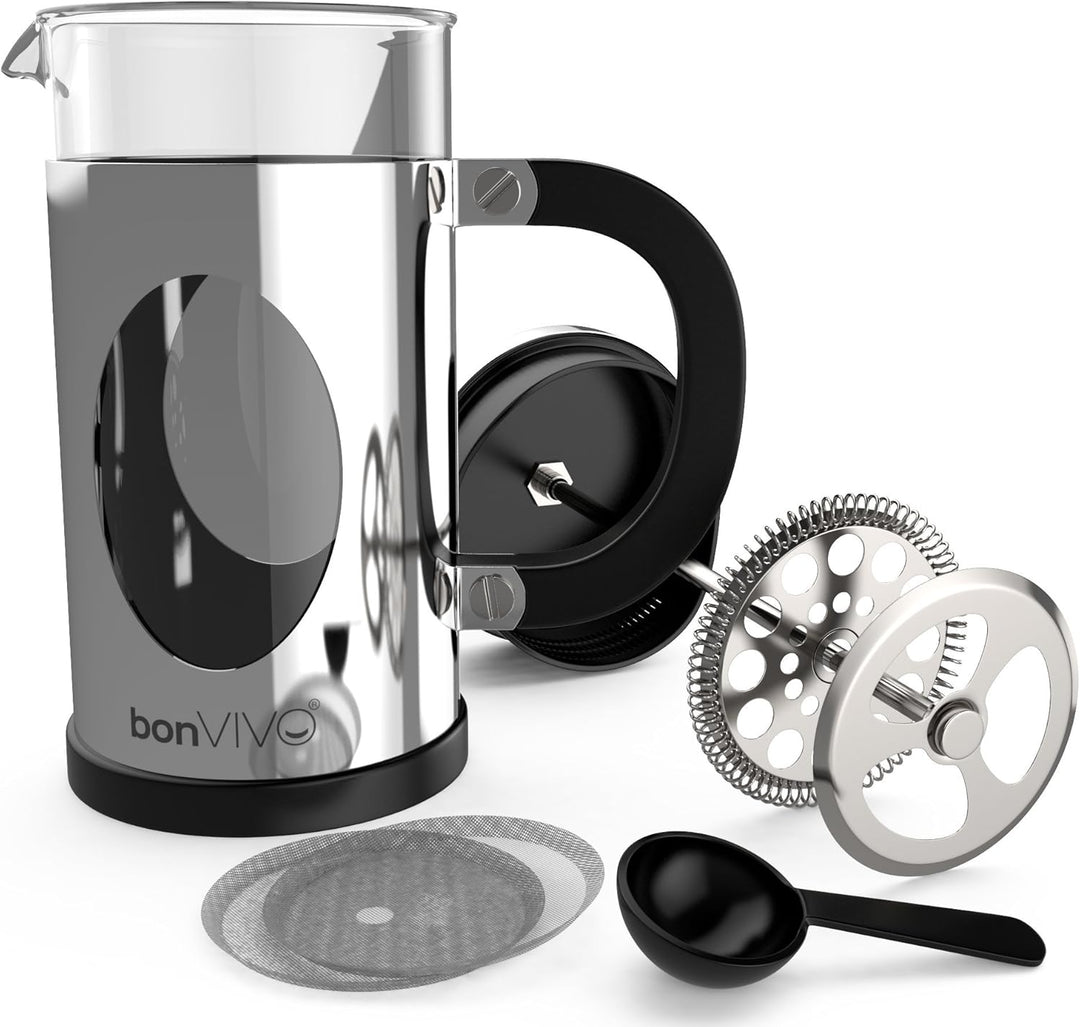 bonVIVO French Press Kaffeebereiter Silver - 3 Tassen - Coffee Maker in Kupfer-Optik - Kaffekanne au