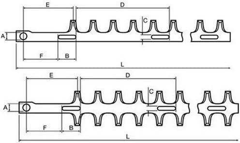 Lame inférieure adaptable pour taille-haie ALPINA: TS24 - DOLMAR: HT2256D - EFCO: TS322, TS326 - GRE
