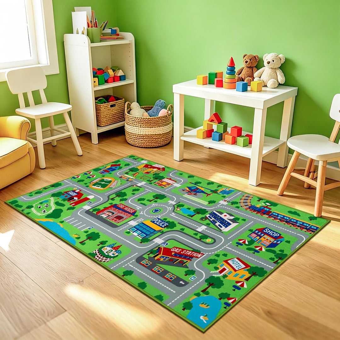 Capslpad Automatte für Kinder, 80x150 cm, Stadt- und Strassenmotiv, rutschfest, interaktiv, Spielzim