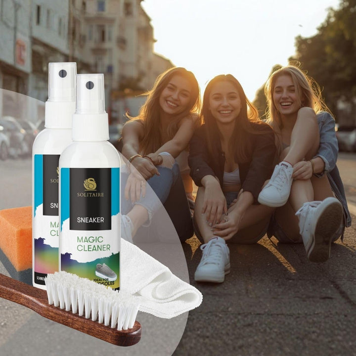 SOLITAIRE Magic Cleaner Reinigungs Set, 2x Magic Cleaner 100 ml + GRATIS Microfasertuch, Sneaker Bür