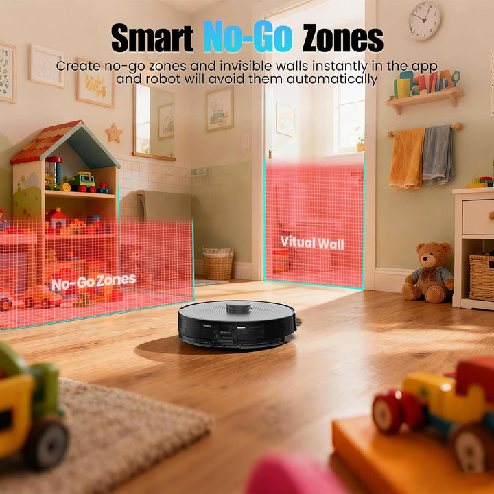 Saugroboter mit Wischfunktion, Staubsauger Roboter mit Absaugstation 3.5L, 8000Pa Saugkraft, LiDAR N