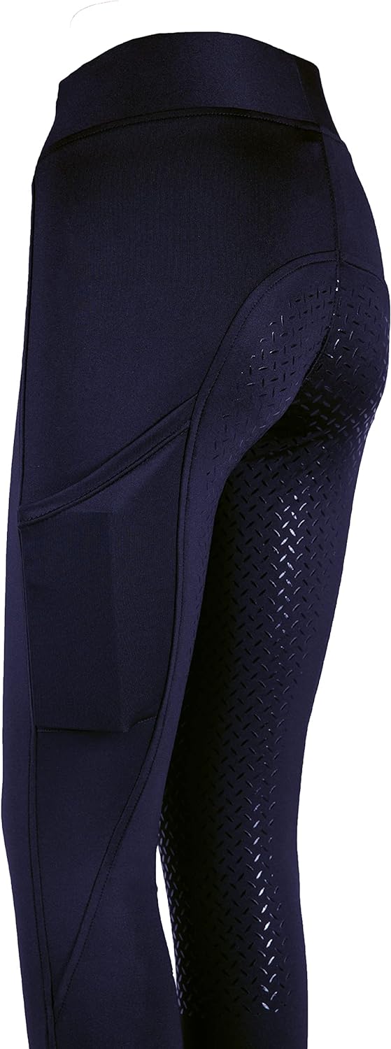 PFIFF 103100 Damen Reitleggings „Selina“ mit Handytasche M Blau, M Blau