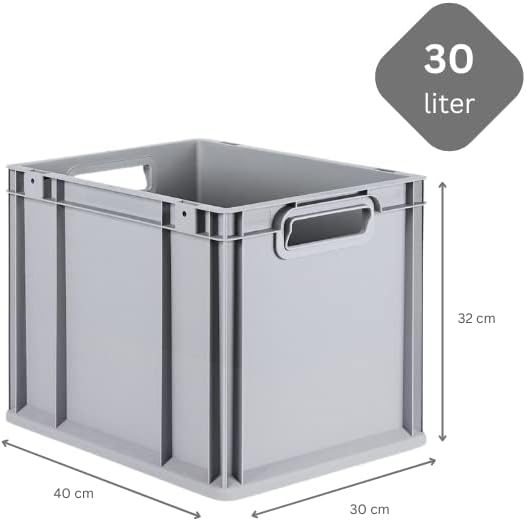 PROREGAL SuperSparSet 5x Eurobox NextGen Grip | HxBxT 32x30x40cm | 30 Liter | Griffe offen | Glatter