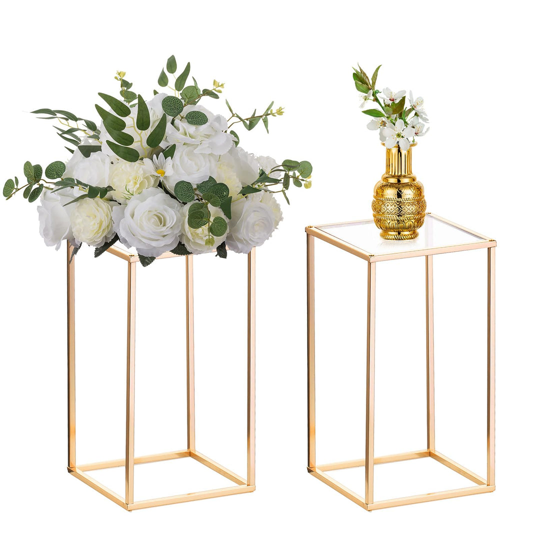 Nuptio 2 Stück Metall Blumenboden Vase Blumenständer Geometrische Mittelstücke Vase für Tische, 40cm