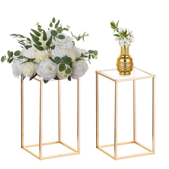Nuptio 2 Stück Metall Blumenboden Vase Blumenständer Geometrische Mittelstücke Vase für Tische, 40cm