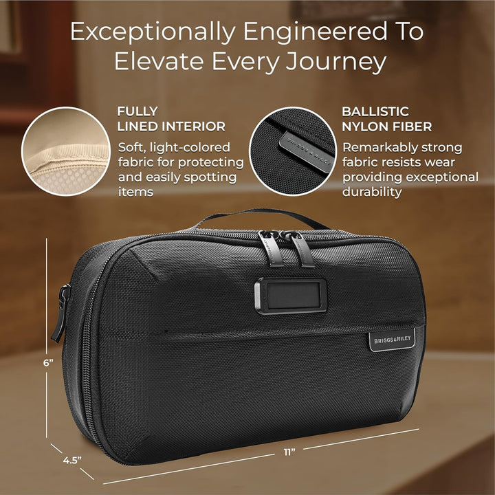 Briggs & Riley Baseline Toilettenartikel-Set Schwarz Erweiterbares Essentials-Toiletry Kit, Schwarz