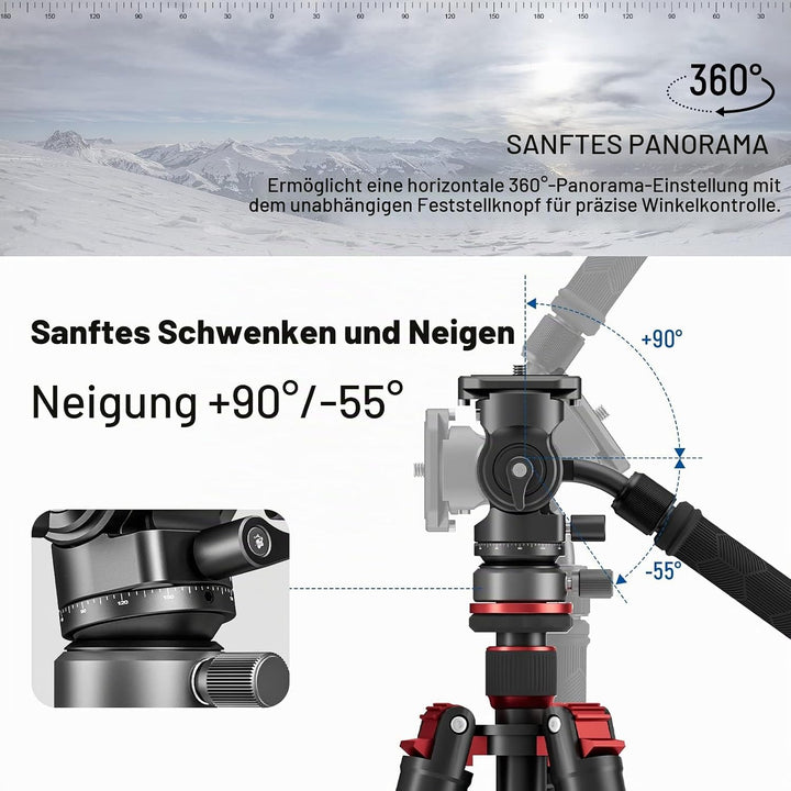 NEEWER Fluidkopf für Videostativ mit +/-10° Nivellierbasis (⌀37mm), Metall Stativkopf Videokopf mit