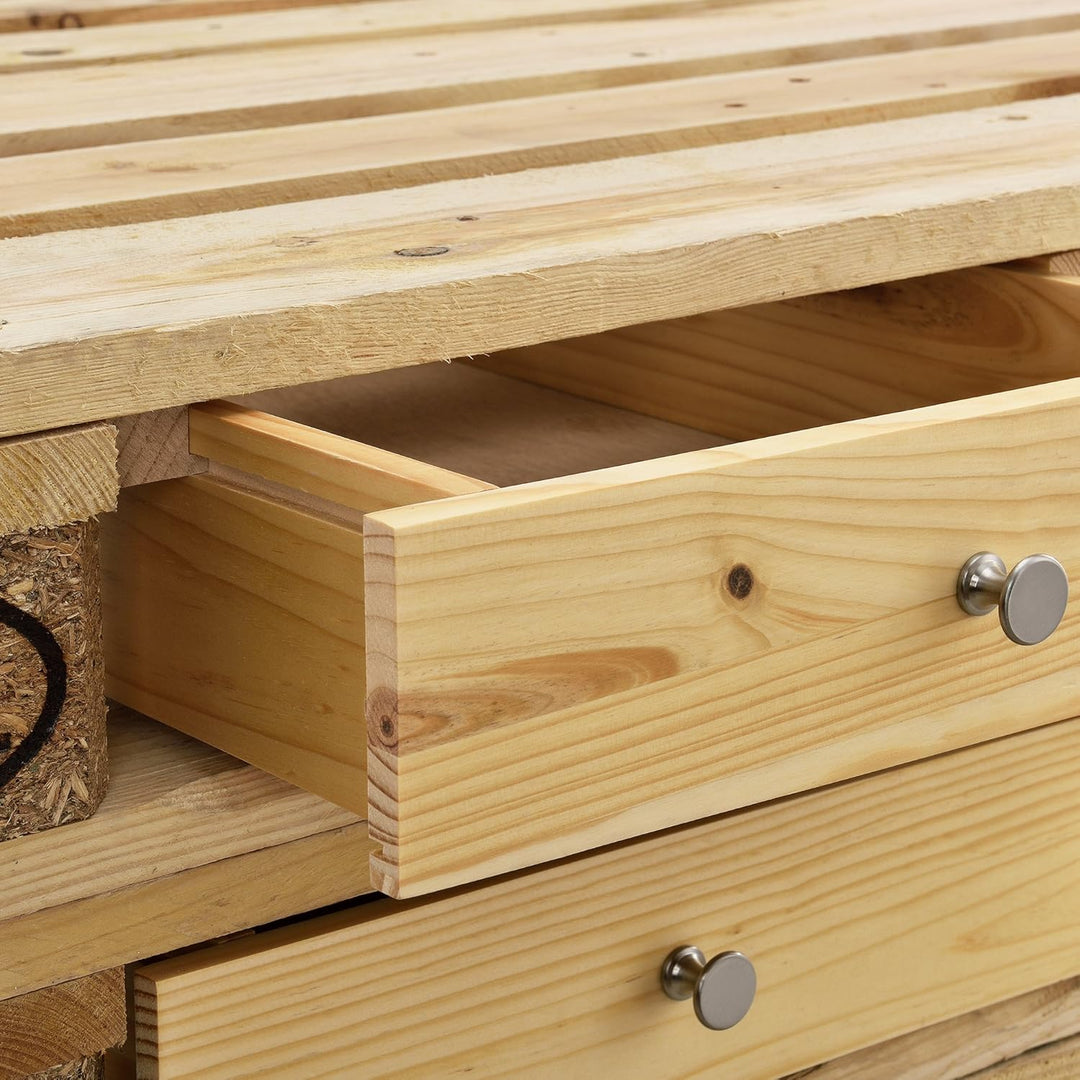 [en.casa] 4er Set Schubladen für Europaletten in Holzfarben Perfekt Integrierbar mit Führungsschiene