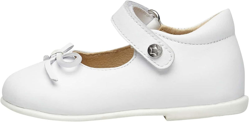 Naturino Ballet-Ballerinas aus Kalbsleder mit Schleife, Weiss Silber