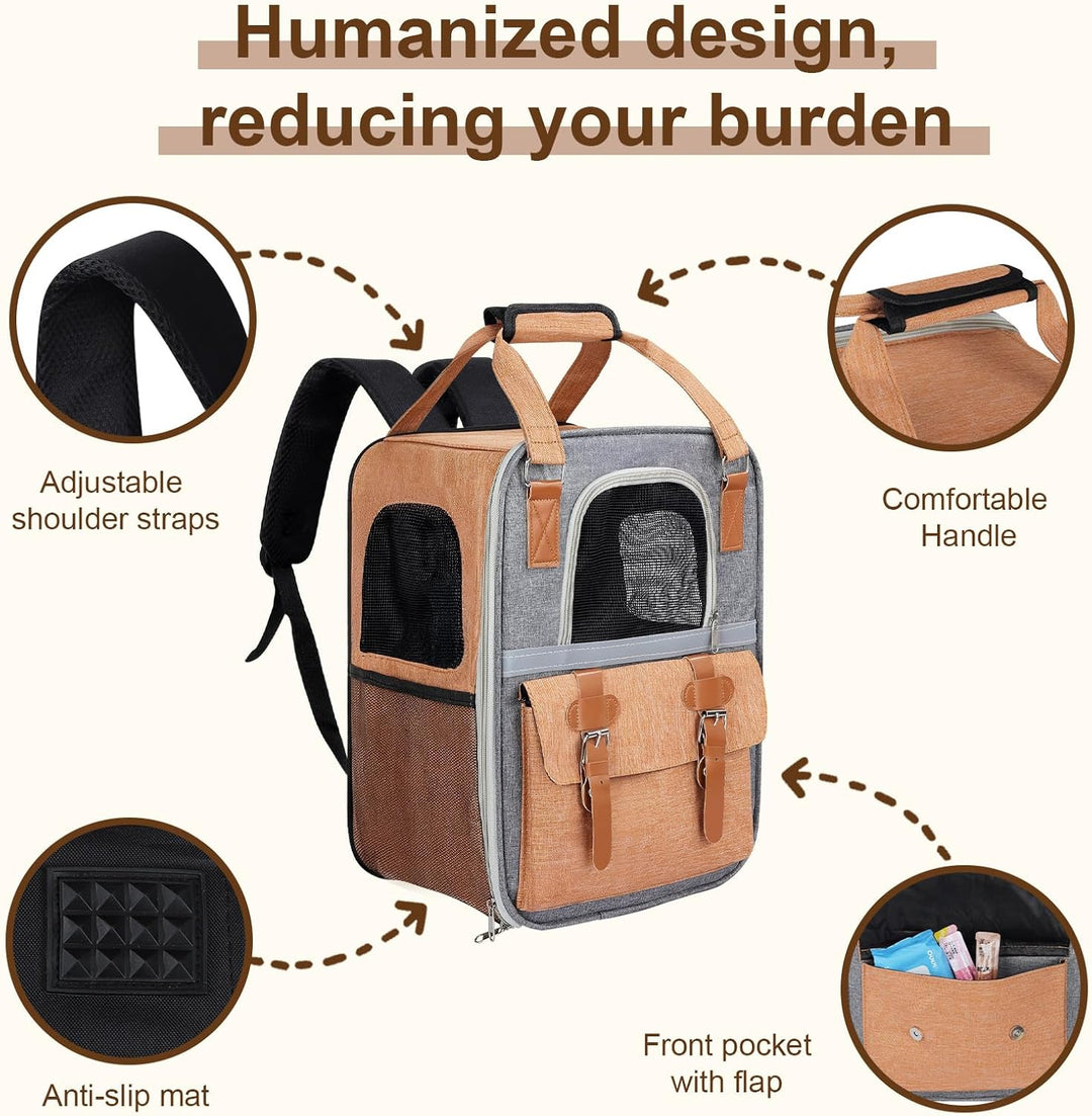 Haustier Rucksack für Katzen & Kleine Hunde,Atmungsaktiver Tragbare Katzenrucksack mit Sichtfenster,