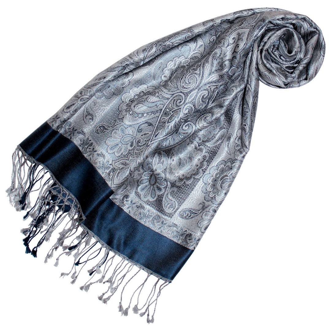 Lorenzo Cana Damen Pashmina Schal Schaltuch jacquard gewebt 100% Seide 70 x 190 cm Paisley Seidensch