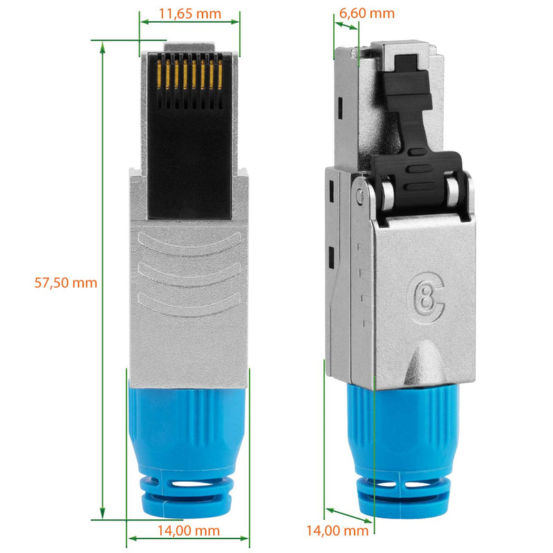 6 Stück Netzwerkstecker CAT 8 werkzeuglos CAT 8.1 RJ45 LAN UTP Kabel Stecker ohne Werkzeug werkzeugf