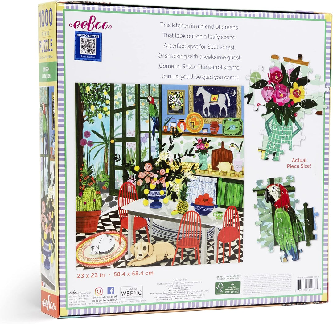 eeBoo - Puzzle 1000 pcs - Green Kitchen - (EPZTGNK)