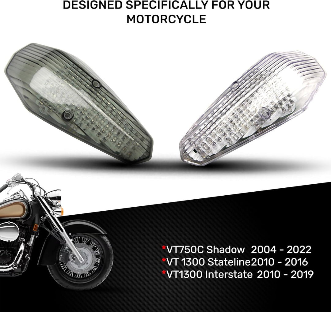 aVDB-moto LED-Bremslicht mit integrierten Blinker kompatibel mit Honda Shadow Aero 2004/2007 (Getönt