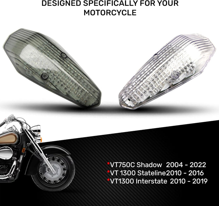 aVDB-moto LED-Bremslicht mit integrierten Blinker kompatibel mit Honda Shadow Aero 2004/2007 (Getönt
