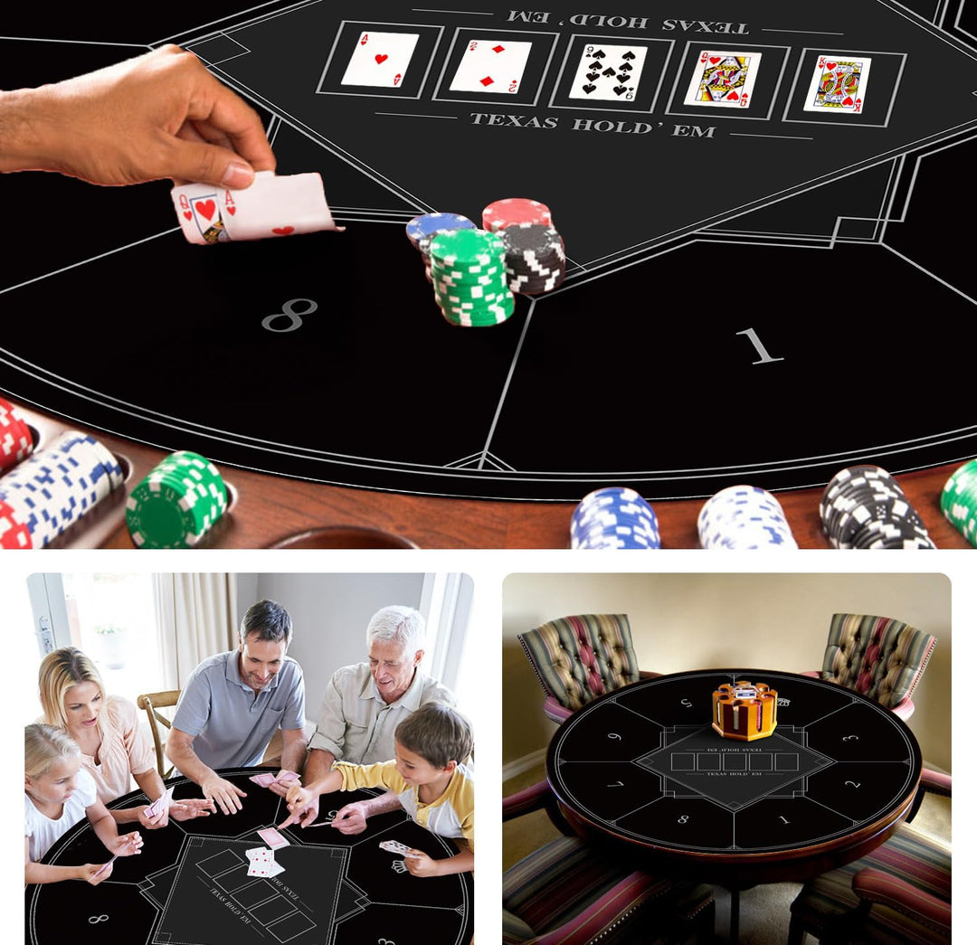 LaiEr Runde Poker Matte, 24/31/47/55 Zoll 6-8 Person Texas Poker Gummimatte, Faltbare Tischplatte, t