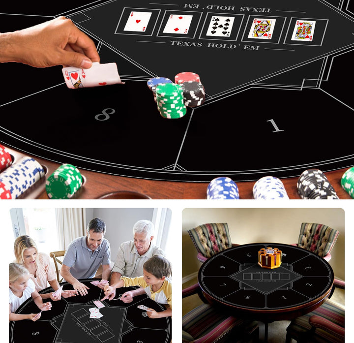 LaiEr Runde Poker Matte, 24/31/47/55 Zoll 6-8 Person Texas Poker Gummimatte, Faltbare Tischplatte, t