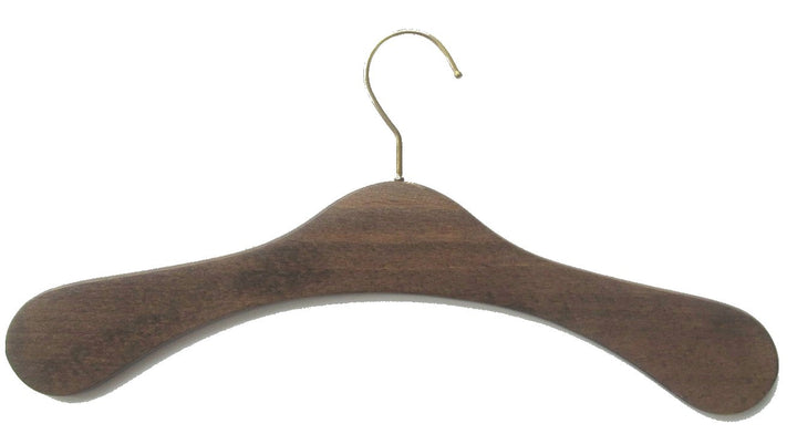 Kleiderbügel aus Holz, 5 STK. Garderobenbügel aus Buchenholz, Nussbraun dunkel gebeizt, vermessingte