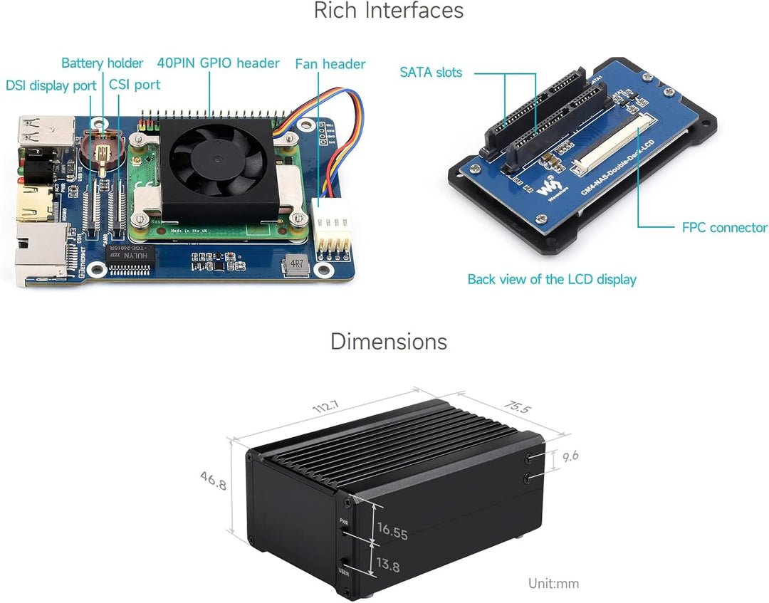 Network Attached Storage(NAS) All-In-One Mini-Computer Compatible with Raspberry Pi Compute Module 4