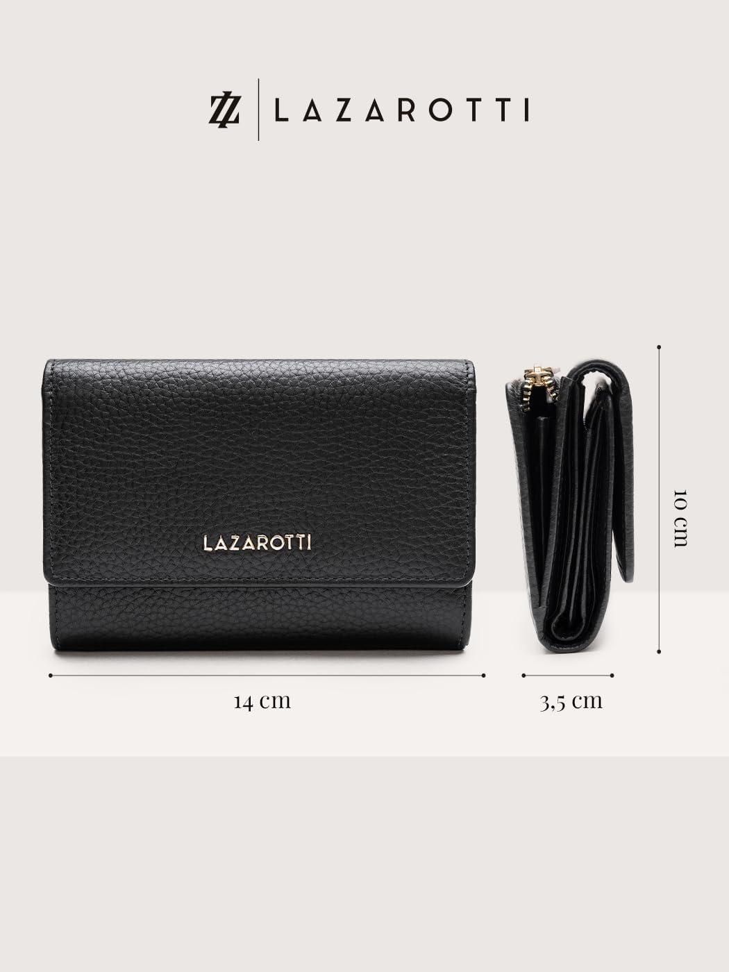 Lazarotti Bologna XL Leder Damen-Geldbörse | grosses Reissverschlussfach, 15 Kartenfächer, RFID-Schu