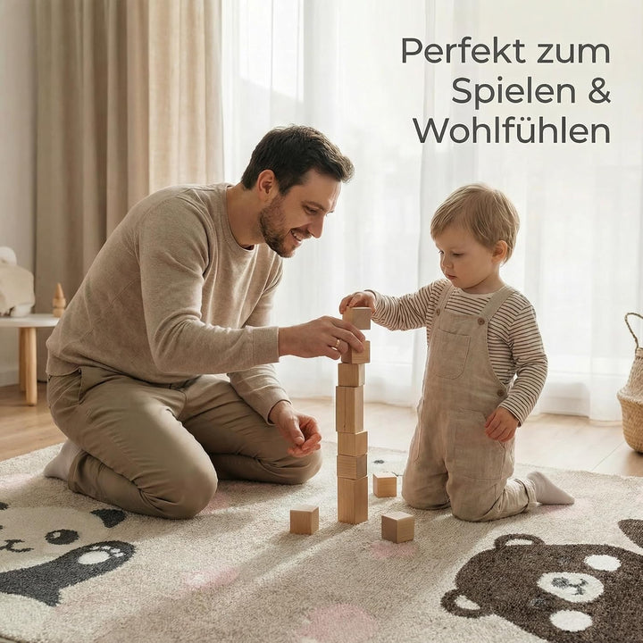 Jimri Teppich Kinderzimmer - Teppiche für Kinderzimmer, Kinderteppich, Kinderteppich Mädchen, Bär, H
