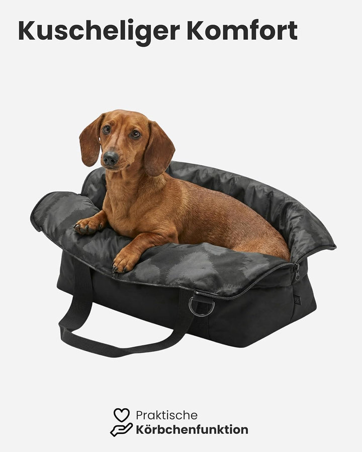 Larkson Hundetragetasche Schwarz - Frida - Aufklappbare Hundetasche für Kleine Hunde bis 8kg - Trans