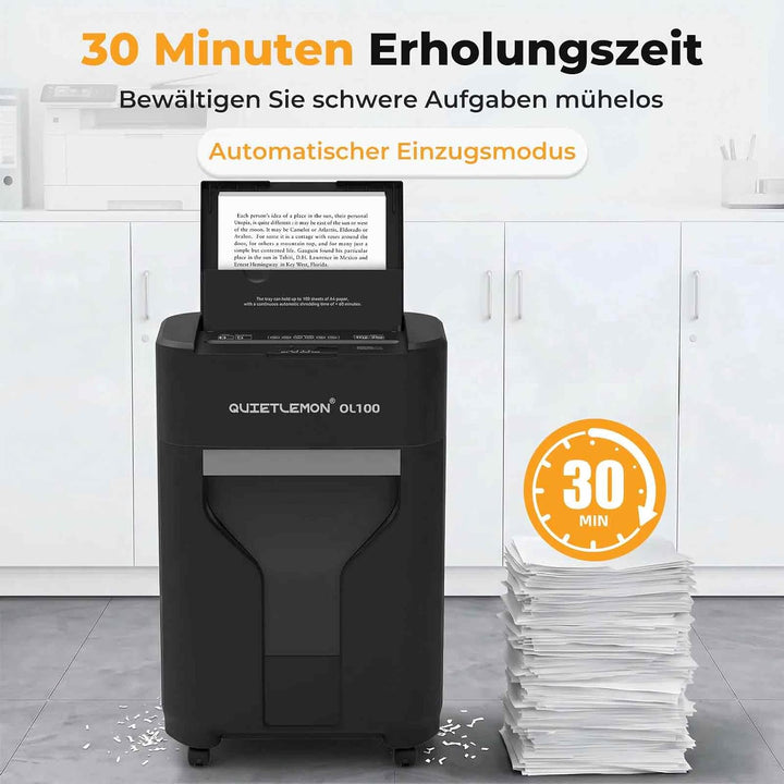 Automatischer 100 Blatt Aktenvernichter P-4 Partikelschnitt Aktenvernichter, 6 Blatt manuell, 60 Min