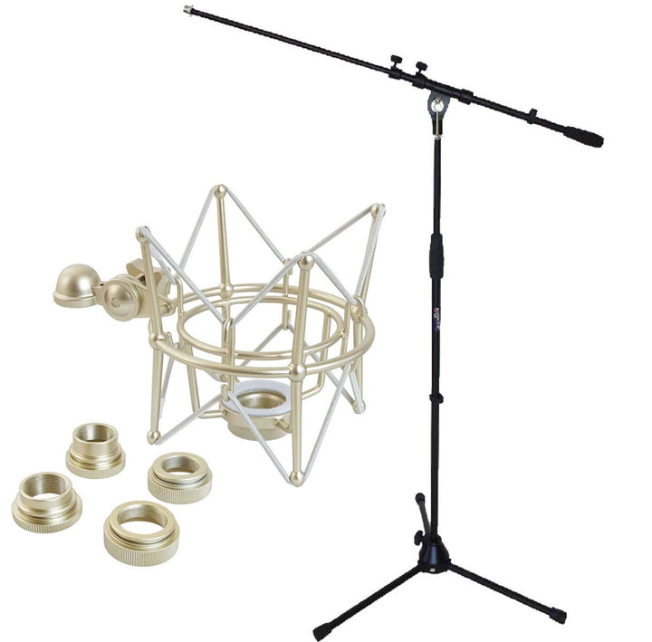 keepdrum Mikrofonständer mit Galgen + Universal Mikrofonspinne für diverse Mikrofone