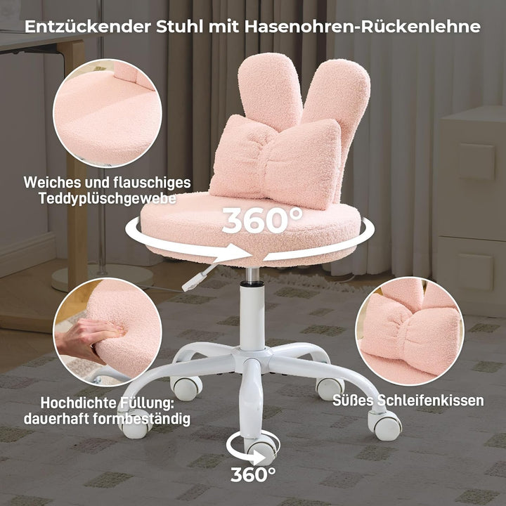 LEADZM Homeoffice Stuhl, Schminkstuhl, Kinder Schreibtischstuhl Weiss | für Kinderzimmer kinderschre