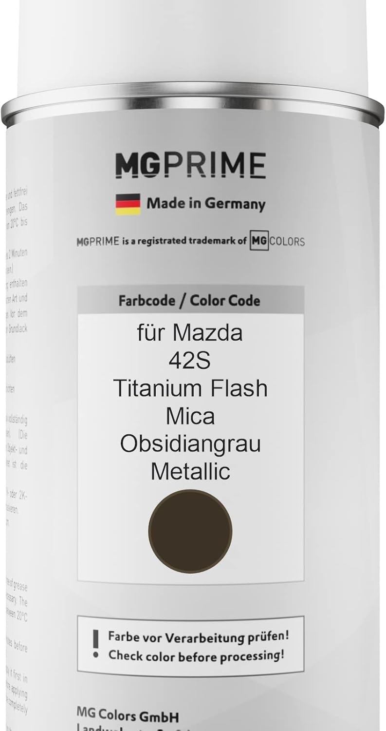 MG PRIME Autolack Sprühdosen Set für Mazda 42S Titanium Flash Mica/Obsidiangrau Metallic Basislack K