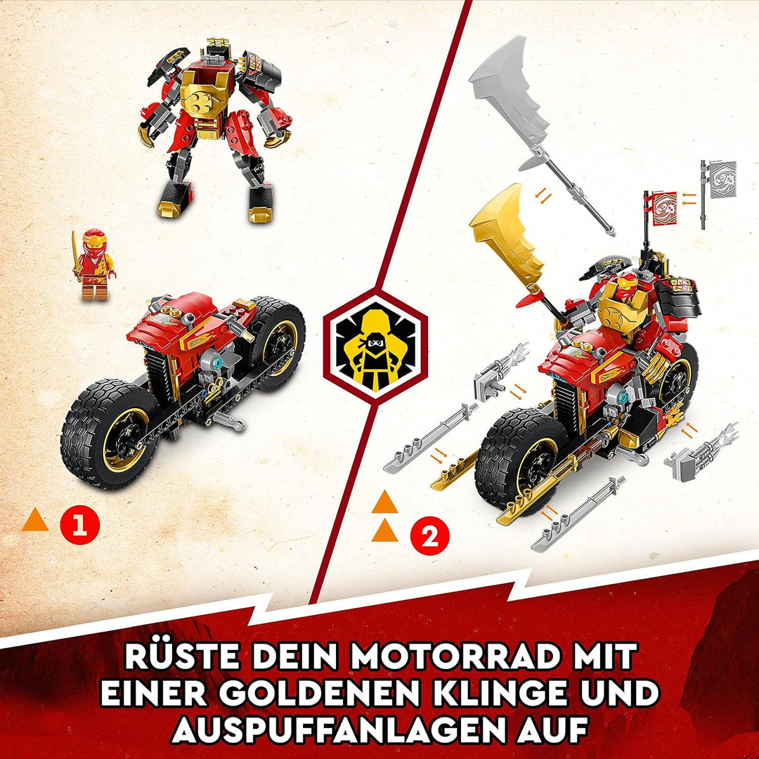 LEGO 71783 NINJAGO Kais Mech-Bike EVO, Aufrüstbares Ninja-Motorrad Spielzeug mit 2 Minifiguren – Kai