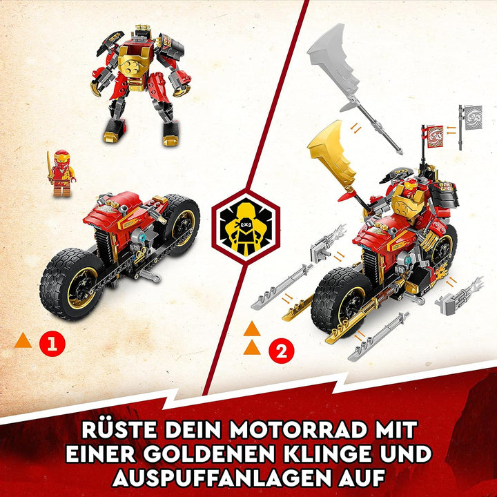 LEGO 71783 NINJAGO Kais Mech-Bike EVO, Aufrüstbares Ninja-Motorrad Spielzeug mit 2 Minifiguren – Kai