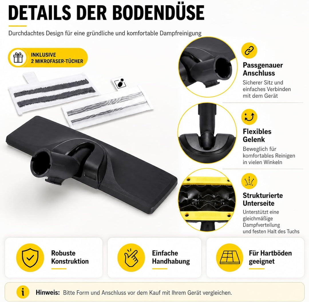 3 Stück Bodendüsenset Zubehör für Kärcher SC2 SC3 SC4 SC5, Ersatz Bodendüse für Kärcher EasyFix Damp