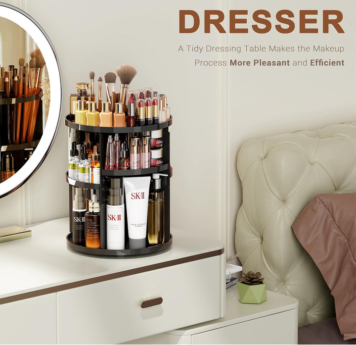 Auxmir Make Up Organizer mit 9 Einstellbaren Stufen, 360° Drehbar Schminktisch Kosmetik Organizer, E