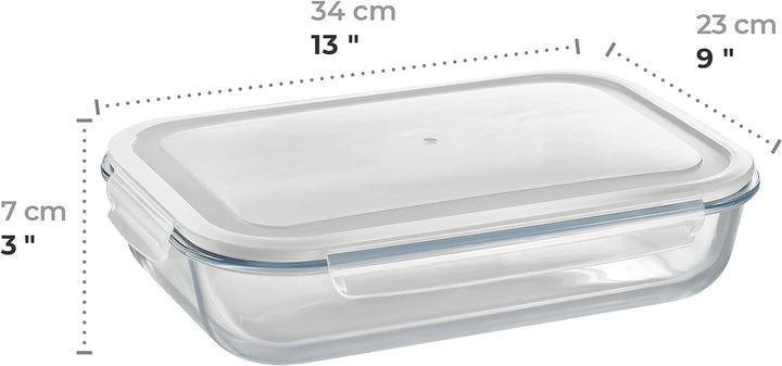 Grizzly XXL Glas Frischhaltedose, 3600 ml, luftdicht, rechteckig, Click-Verschluss, vielseitige Vorr